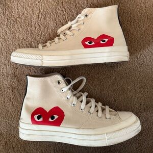 Comme des Garcons Red Heart High-Top Sneakers (Cream Upper)